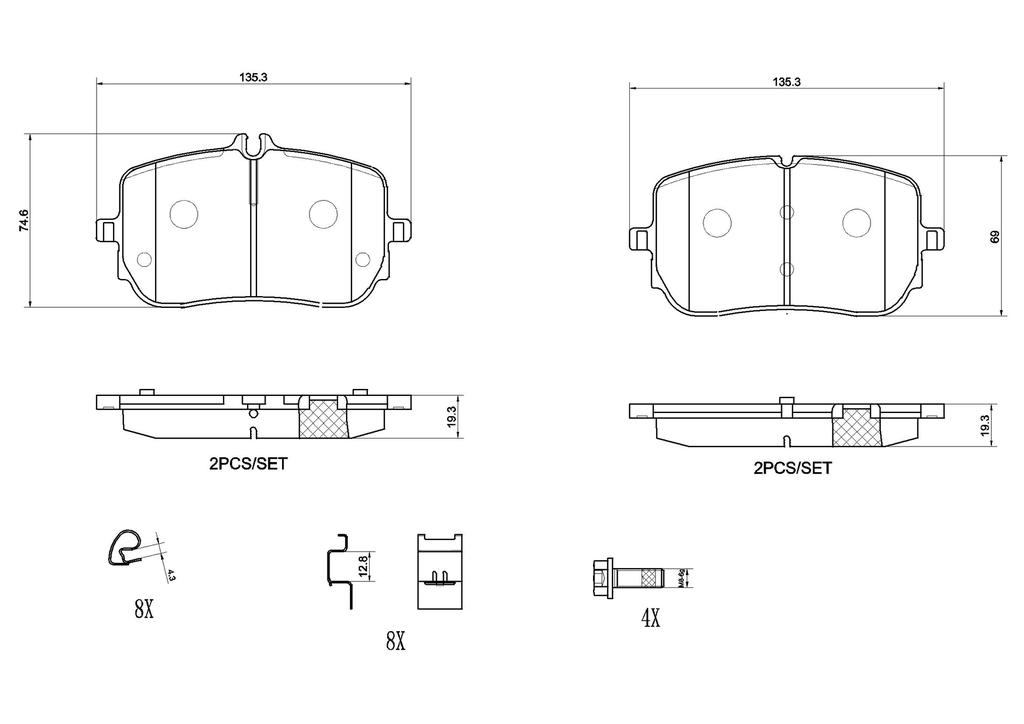 BRAKE PADS FRONT BREMBO CERAMIC MERC