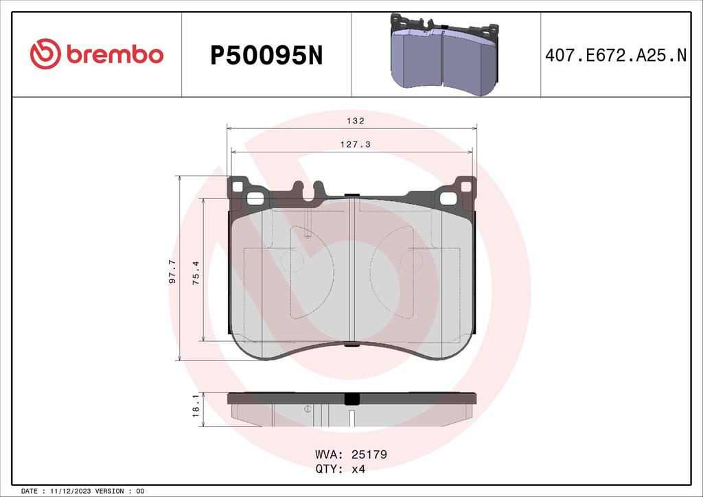 BRAKE PADS FRONT BREMBO CERAMIC MERC