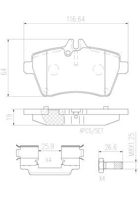 BRAKE PADS FRONT BREMBO CERAMIC MERC