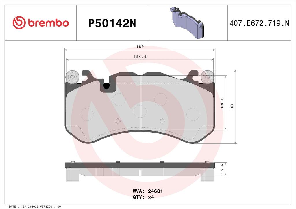 BRAKE PADS FRONT BREMBO CERAMIC MERC