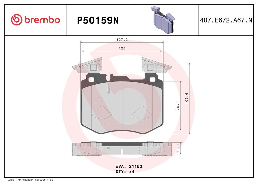 BRAKE PADS FRONT BREMBO CERAMIC MERC