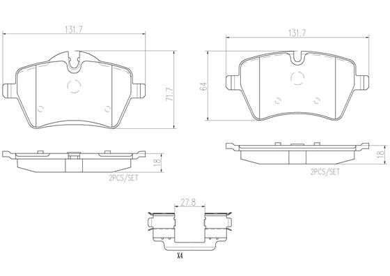 BRAKE PADS FRONT BREMBO CERAMIC MINI