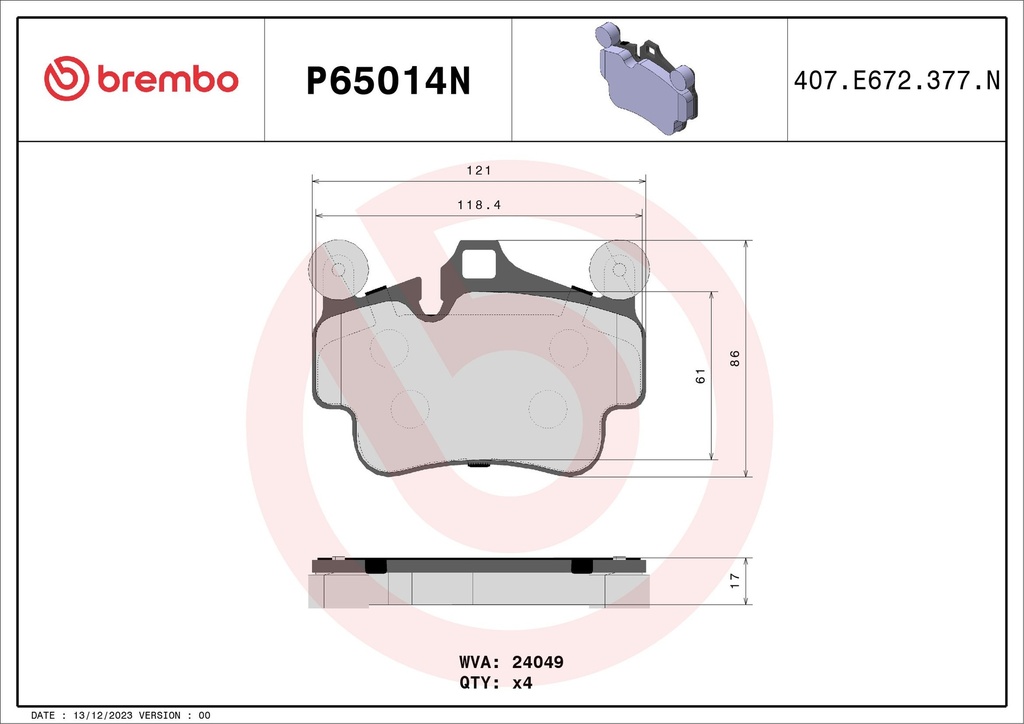 FRONT PADS BREMBO CERAMIC PORSCHE