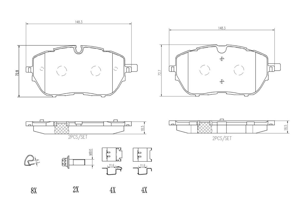 BRAKE PADS FRONT BREMBO PSA