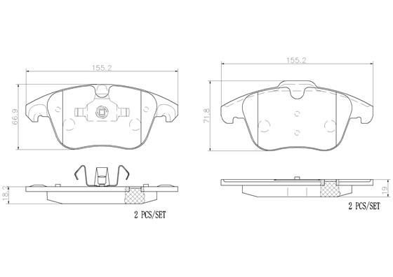 BRAKE PADS FRONT BREMBO CERAMIC PSA