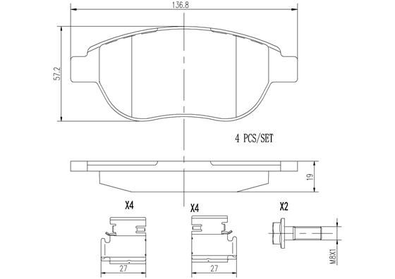 BRAKE PADS FRONT BREMBO CERAMIC PSA