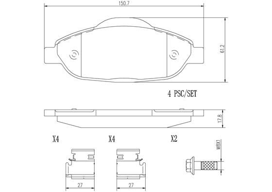 BRAKE PADS FRONT BREMBO CERAMIC PSA