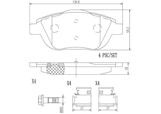 BRAKE PADS FRONT BREMBO CERAMIC PSA