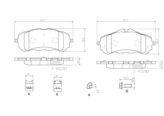 BRAKE PADS FRONT BREMBO CERAMIC PSA