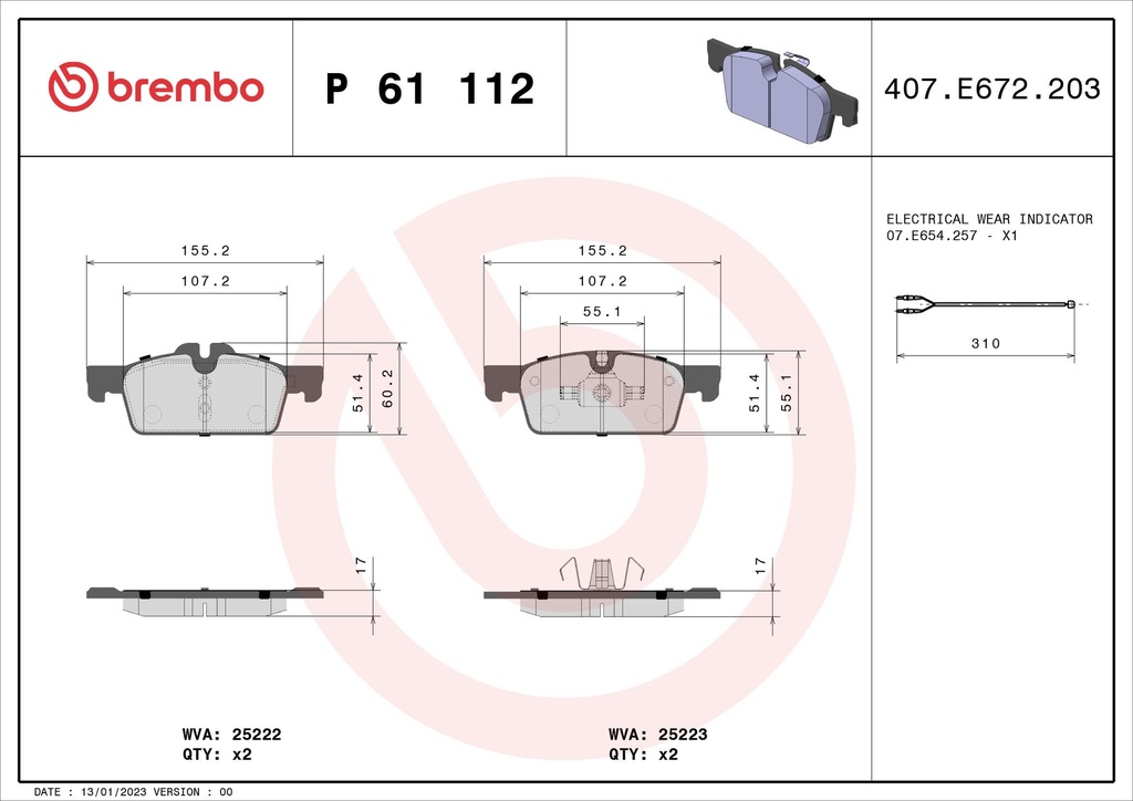 FRONT PADS BREMBO PSA [DNO]