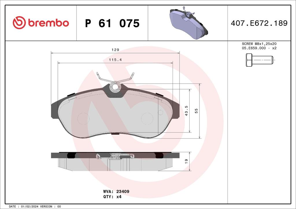 BRAKE PADS FRONT BREMBO PSA (DNO)