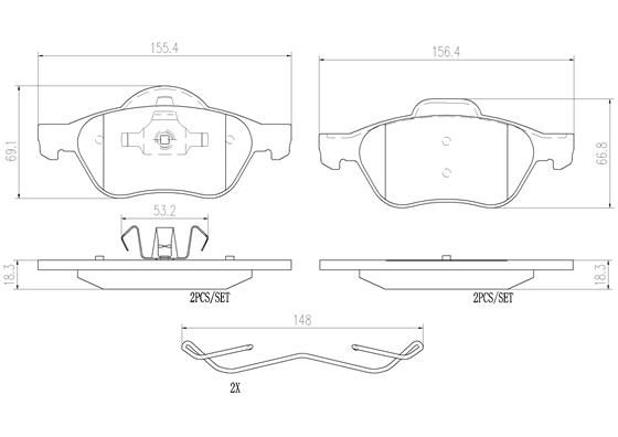 BRAKE PADS FRONT BREMBO CERAMIC RENAULT (DNO)