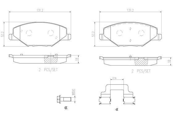 BRAKE PADS FRONT BREMBO CERAMIC SKODA