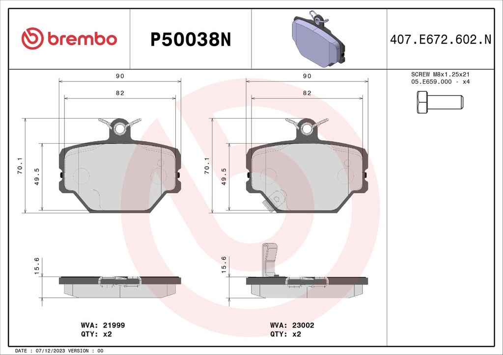 FRONT PADS BREMBO CERAMIC SMART