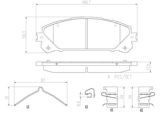 BRAKE PADS FRONT BREMBO CERAMIC TOYOTA LEXUS