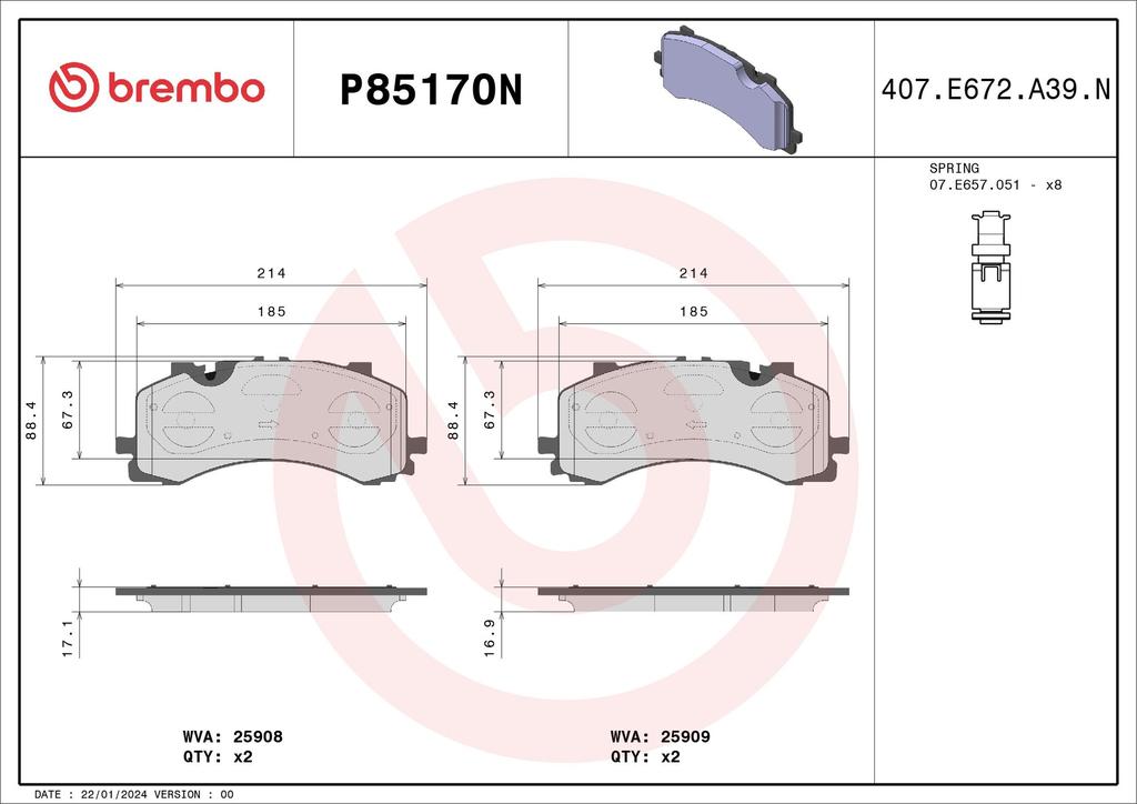 BRAKE PADS FRONT BREMBO CERAMIC VAG