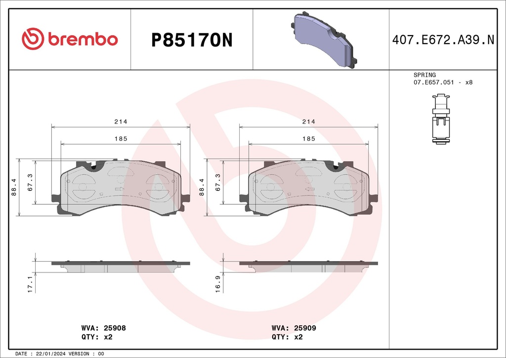 FRONT PADS BREMBO CERAMIC VAG