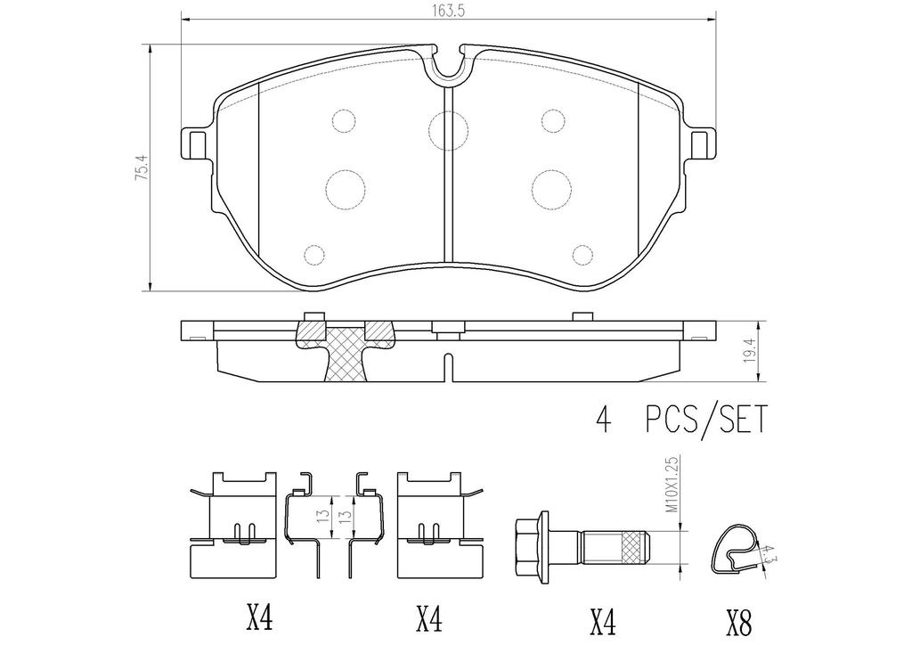 BRAKE PADS FRONT BREMBO CERAMIC VAG
