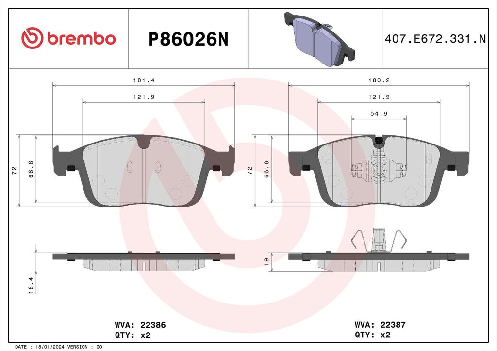 BRAKE PADS FRONT BREMBO CERAMIC VOLVO