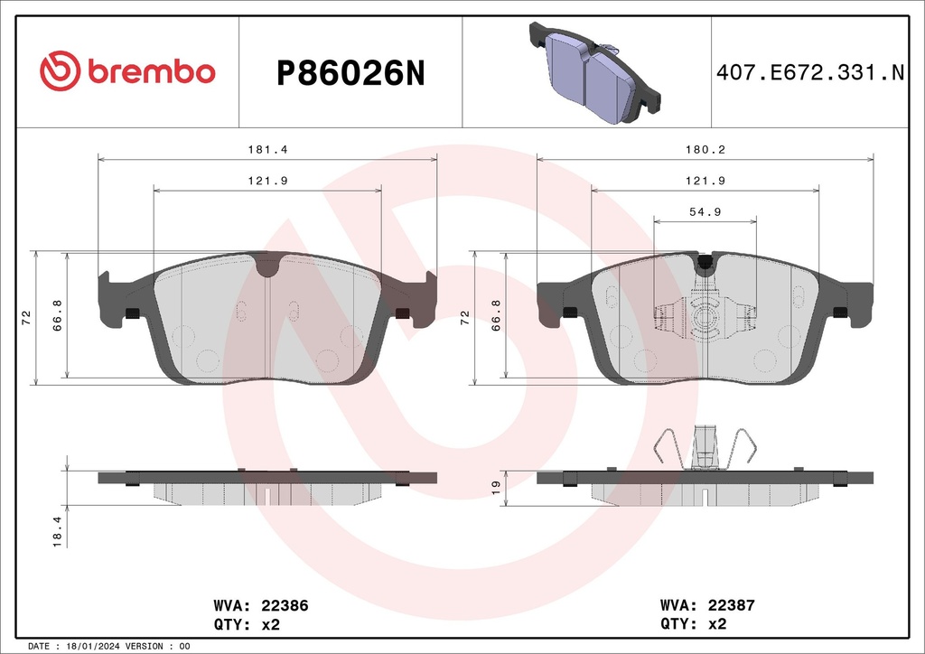FRONT PADS BREMBO CERAMIC VOLVO