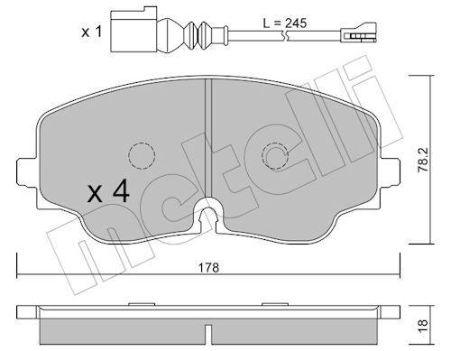BRAKE PADS FRONT WITH SENSOR METELLI VAG