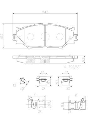 FRONT PADS NAO TECH BREMBO CERAMIC LEXUS