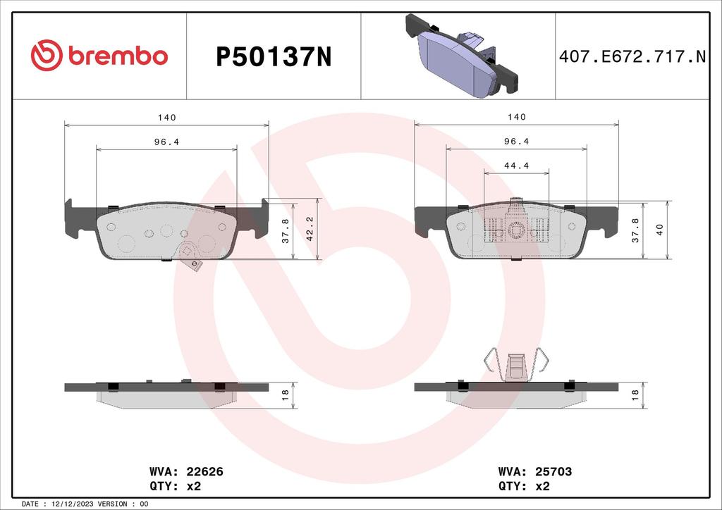 BRAKE PADS FRONT BREMBO CERAMIC SMART
