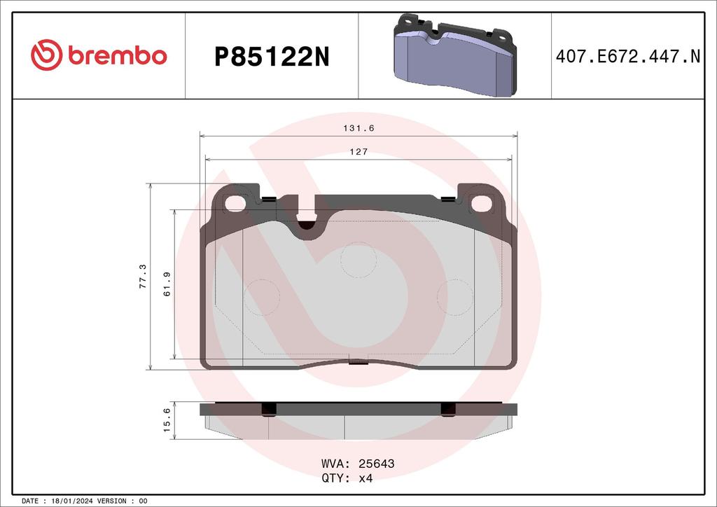 BRAKE PADS FRONT BREMBO CERAMIC VAG