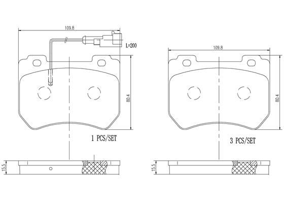 BRAKE PADS FRONT WITH SENSOR BREMBO CERAMIC ALFA