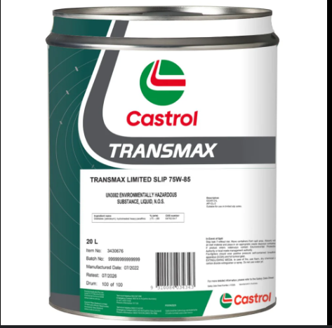 GEAR OIL 20L 75W85 TRANSMAX LIMITED SLIP CASTROL