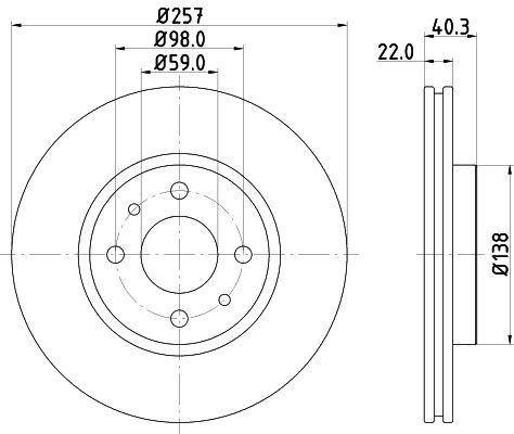 FRONT DISC 257MM PAGID ALFA
