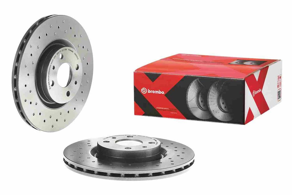 BRAKE DISC FRONT 284MM BREMBO FIAT ABATH (CROSS DRILLED)