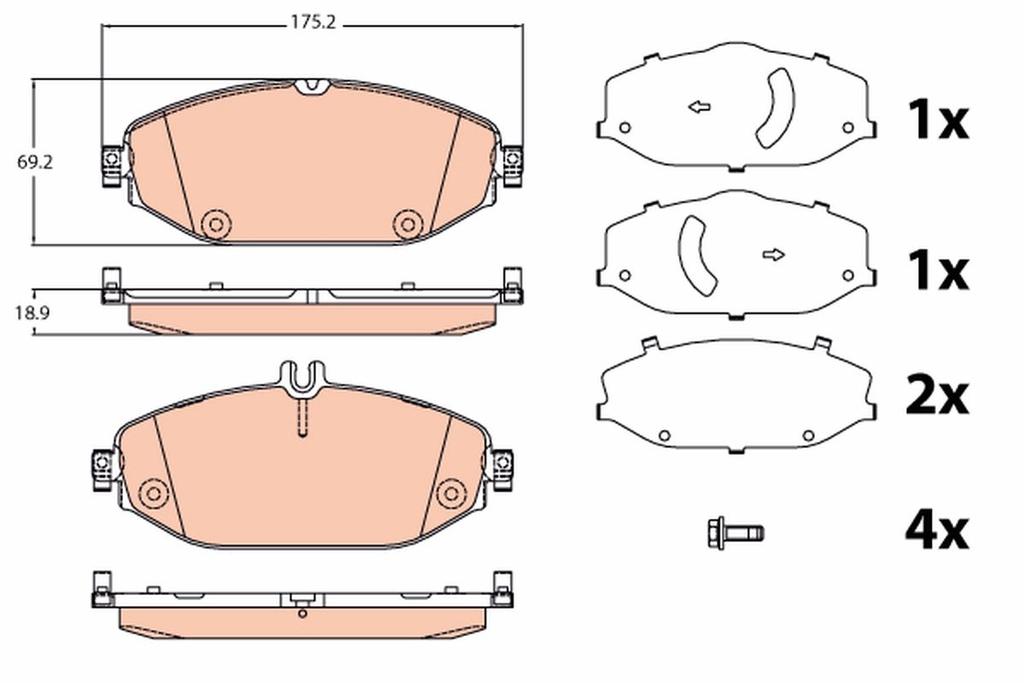 BRAKE PADS FRONT TRW MERC