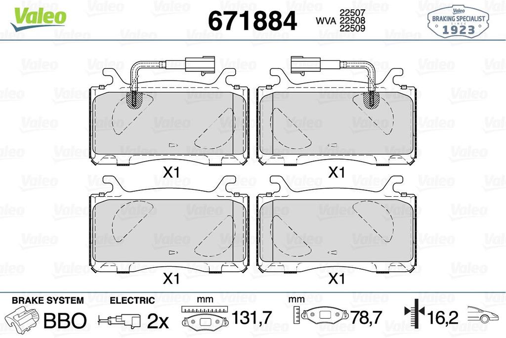 BRAKE PADS FRONT WITH SENSOR VALEO ALFA