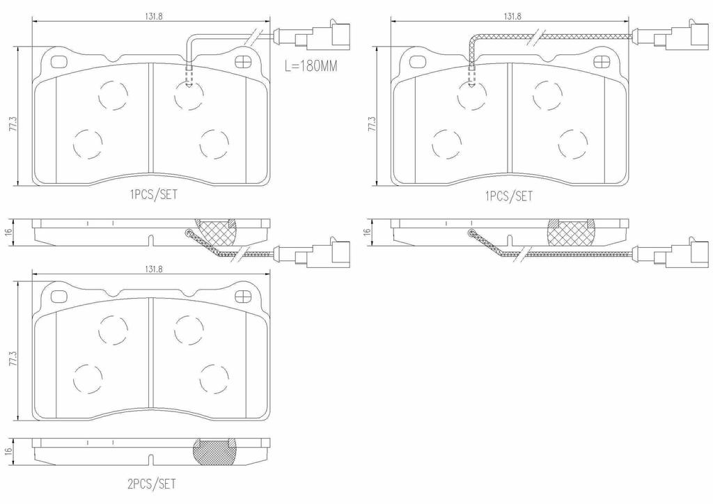 BRAKE PADS FRONT WITH SENSOR BREMBO CERAMIC ALFA