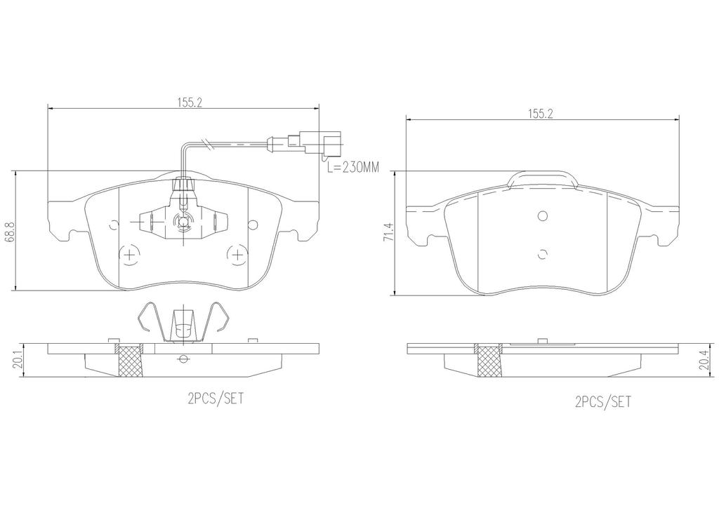 BRAKE PADS FRONT WITH SENSOR BREMBO CERAMIC ALFA