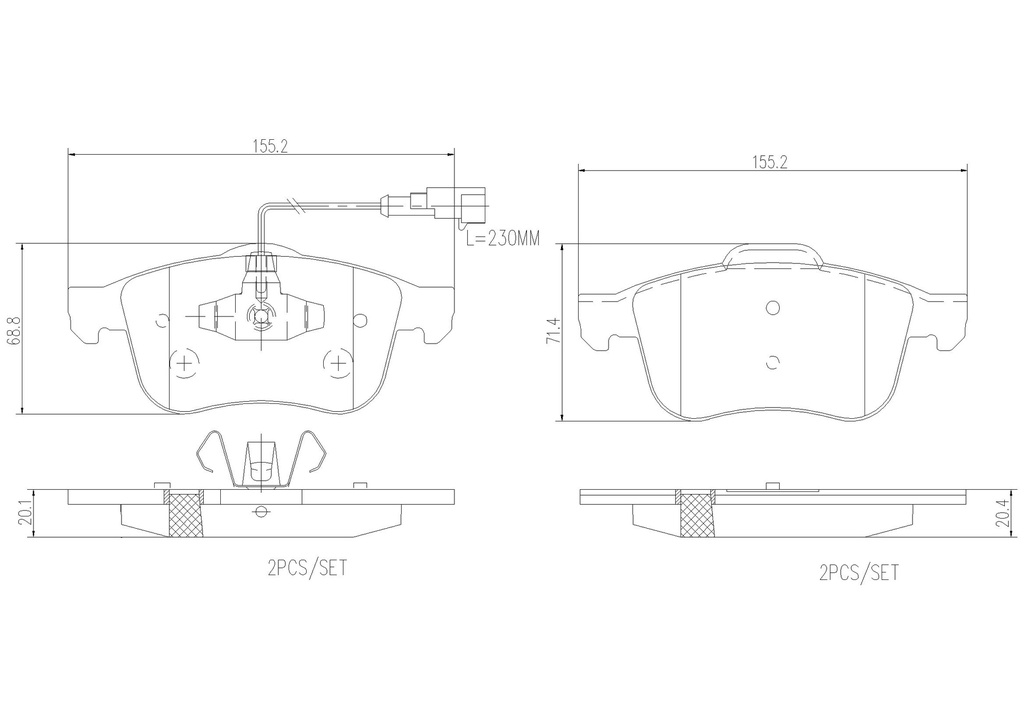FRONT PADS W/SENSOR BREMBO CERAMIC ALFA