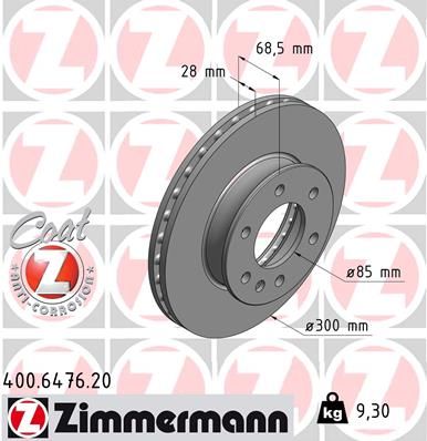 FRONT DISC 300MM ZIMMERMANN MERC VAG