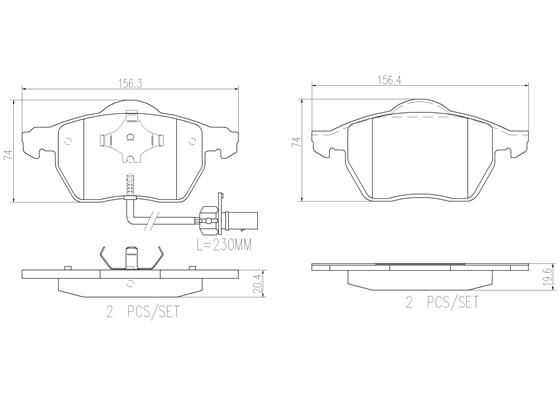 BRAKE PADS FRONT WITH SENSOR BREMBO CERAMIC VAG