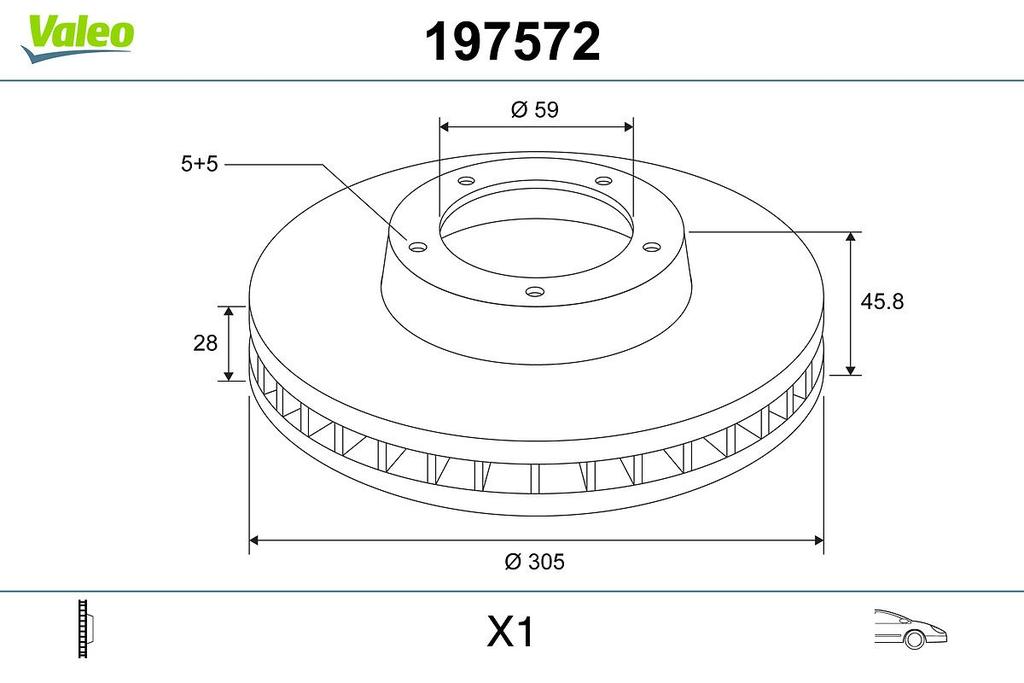 BRAKE DISC FRONT 305MM VALEO FIAT