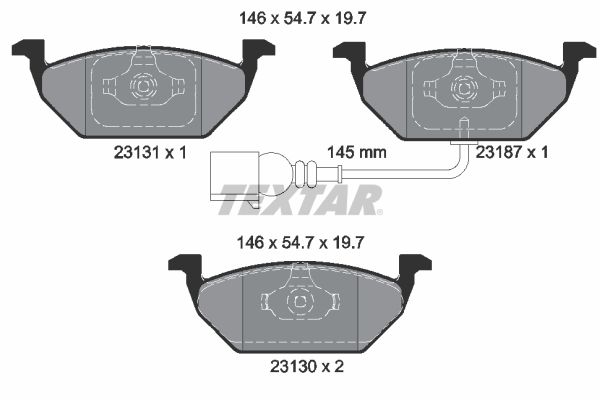 FRONT PADS W/SENSOR TEXTAR VAG