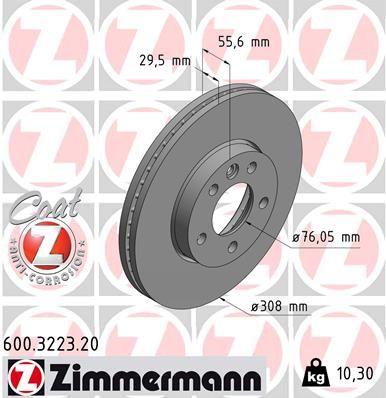 BRAKE DISC FRONT 308MM ZIMMERMANN VAG