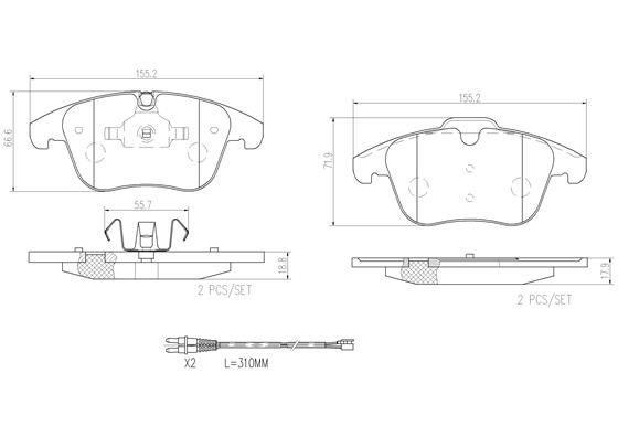 BRAKE PADS FRONT WITH SENSOR BREMBO CERAMIC PSA