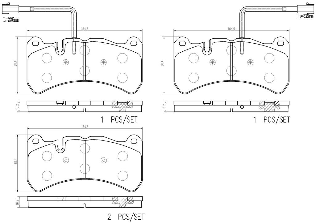 BRAKE PADS FRONT WITH SENSOR BREMBO CERAMIC ALFA