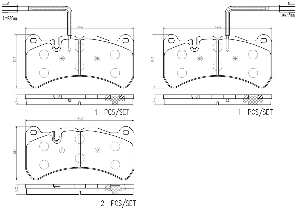 FRONT PADS WITH SENSORS BREMBO CERAMIC ALFA