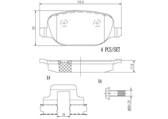 BRAKE PADS REAR BREMBO CERAMIC ALFA FIAT