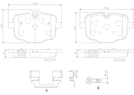BRAKE PADS REAR BREMBO CERAMIC BMW