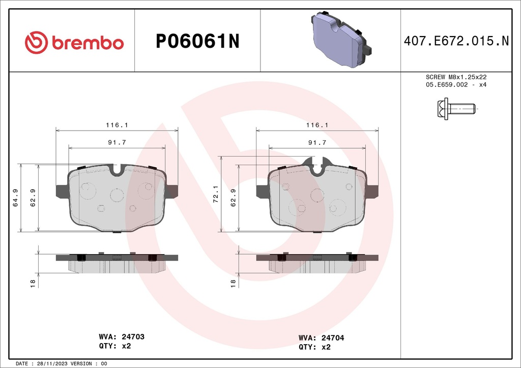 REAR PADS BREMBO CERAMIC BMW