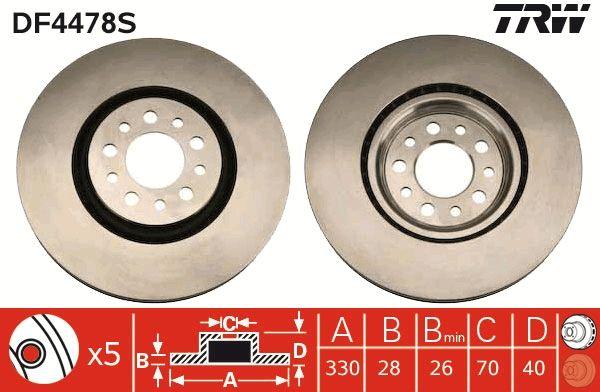 BRAKE DISC FRONT 330MM TRW ALFA