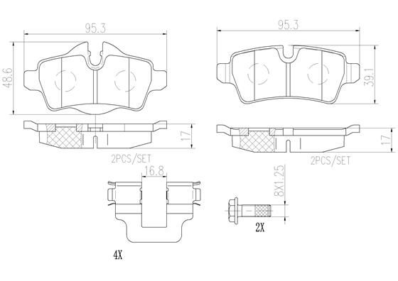 BRAKE PADS REAR BREMBO CERAMIC BMW MINI